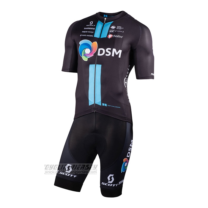 2022 Cycling Jersey DSM Black Short Sleeve and Bib Short